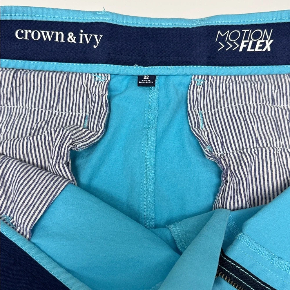 crown & ivy Bright Aqua Flat-Front Men's‎ Chino Shorts
